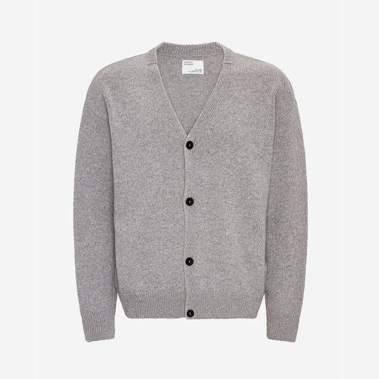 Merino Wool V-Neck Cardigan - Heather Grey