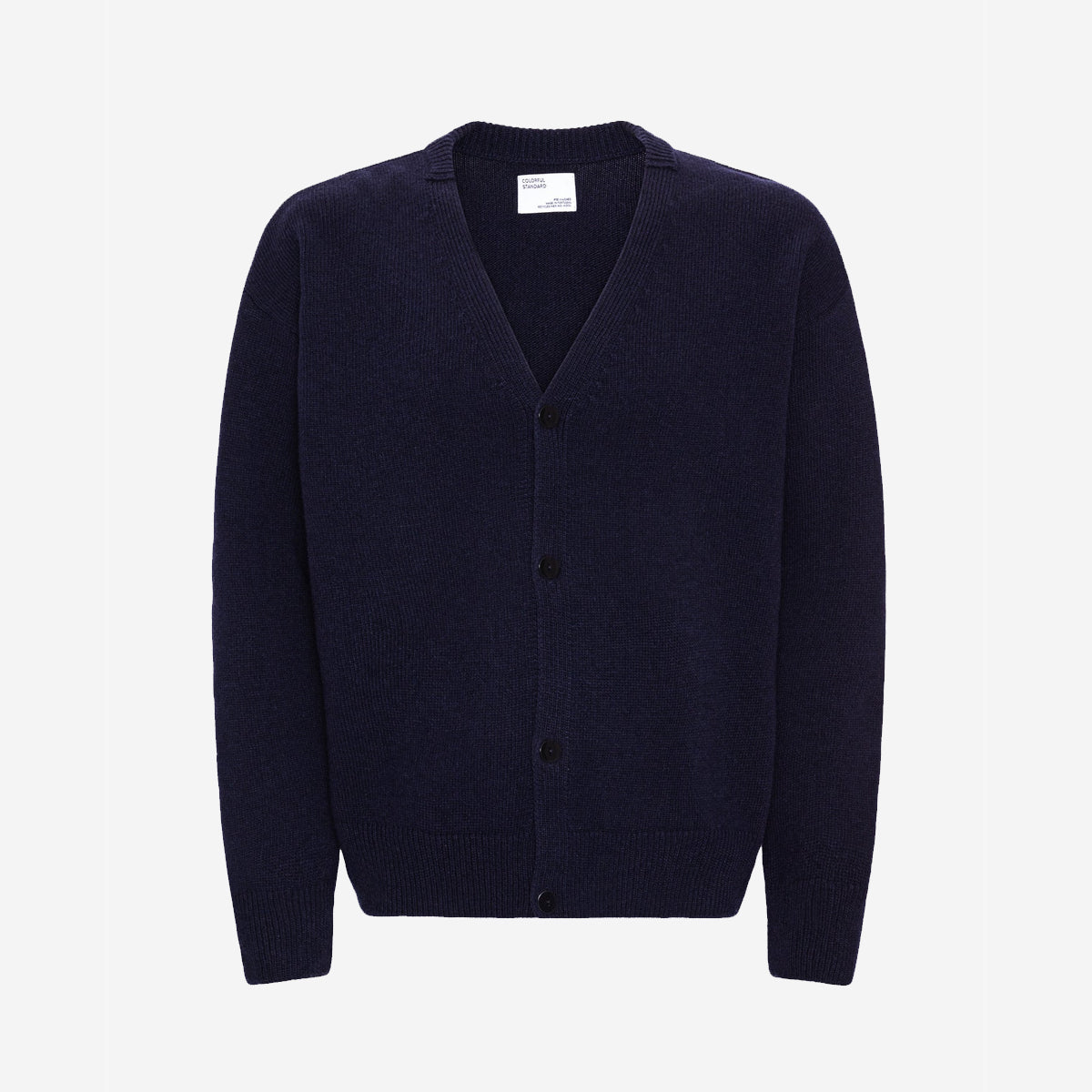 Merino Wool V-Neck Cardigan - Navy Blue