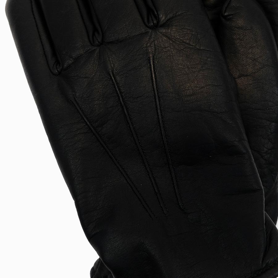 Wool Lined Leather Dress Gloves - Black