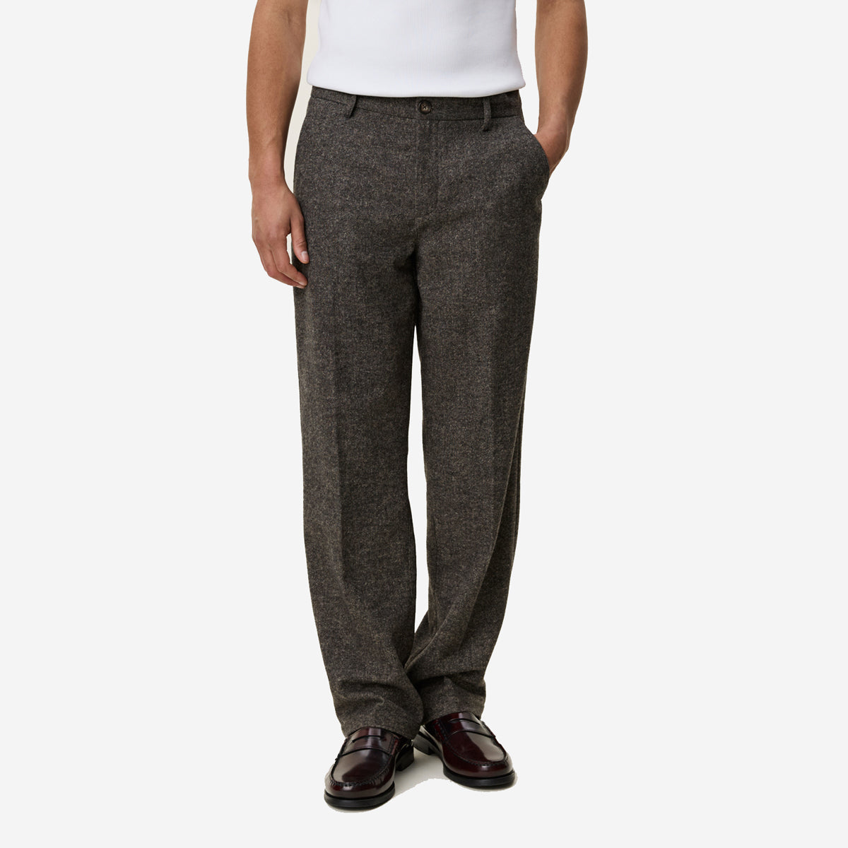 Wool Melange Slack Pants - Caribou