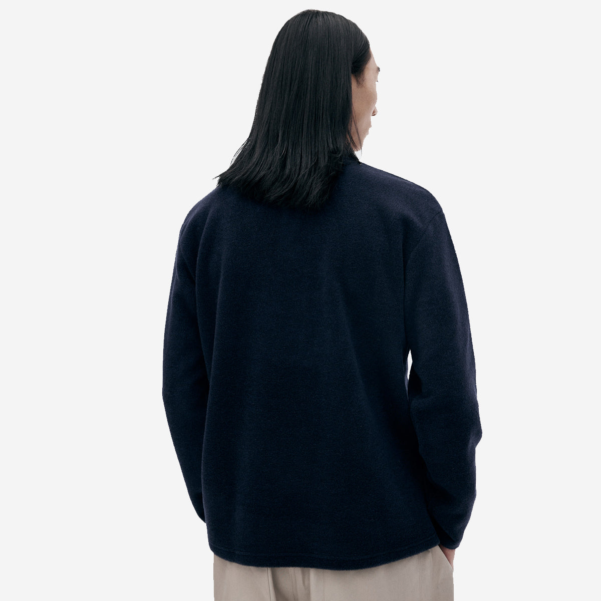 Merino Wool L/S Polo - Dark Navy