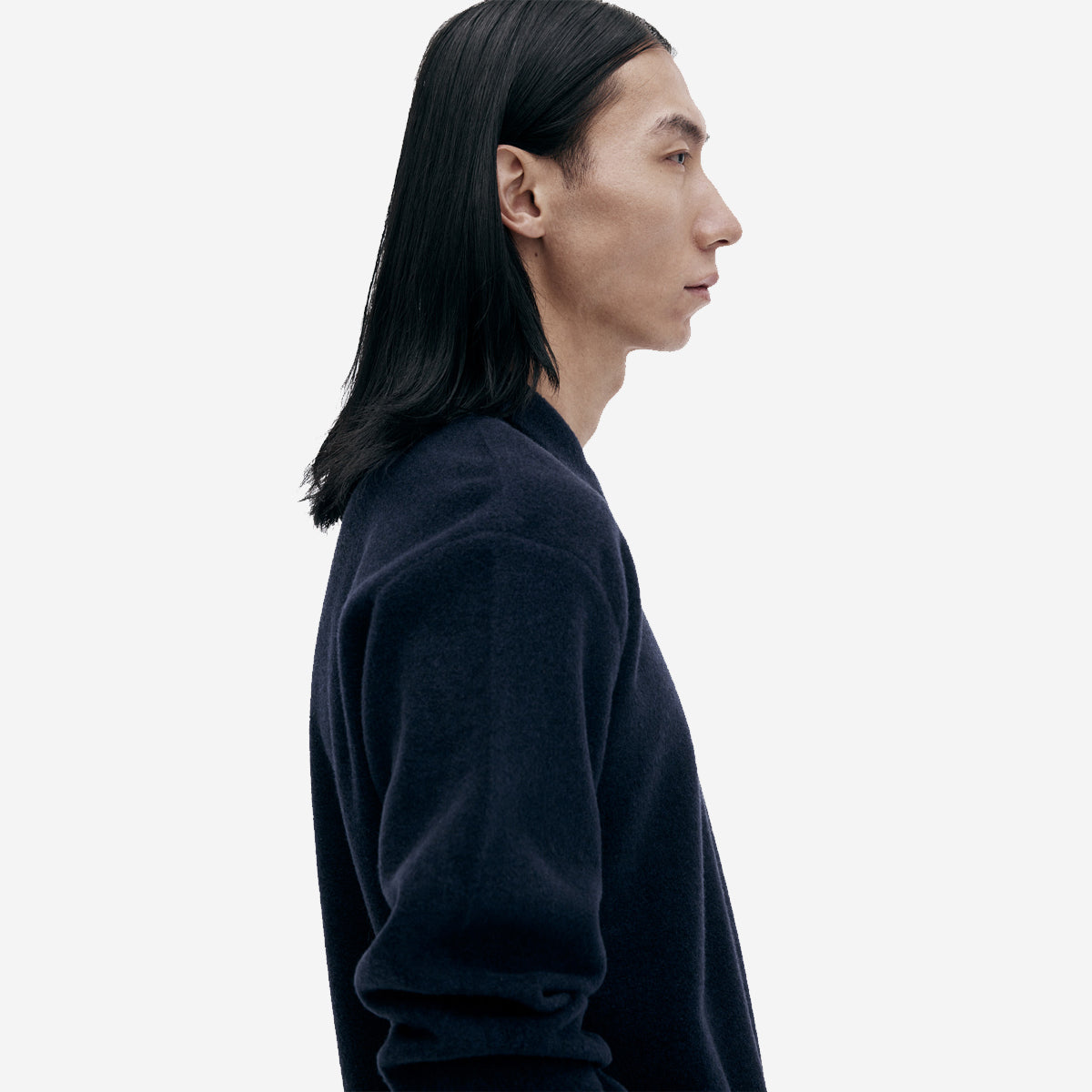 Merino Wool L/S Polo - Dark Navy