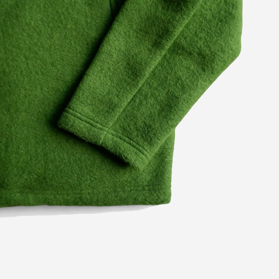 Wool Collarless Jacket - Turf Green