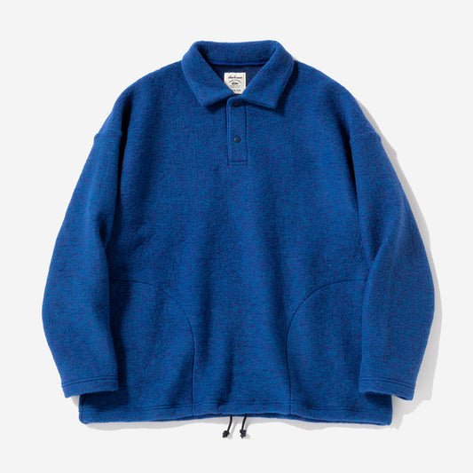 Wool Himo Polo Sweater - Blue Mix