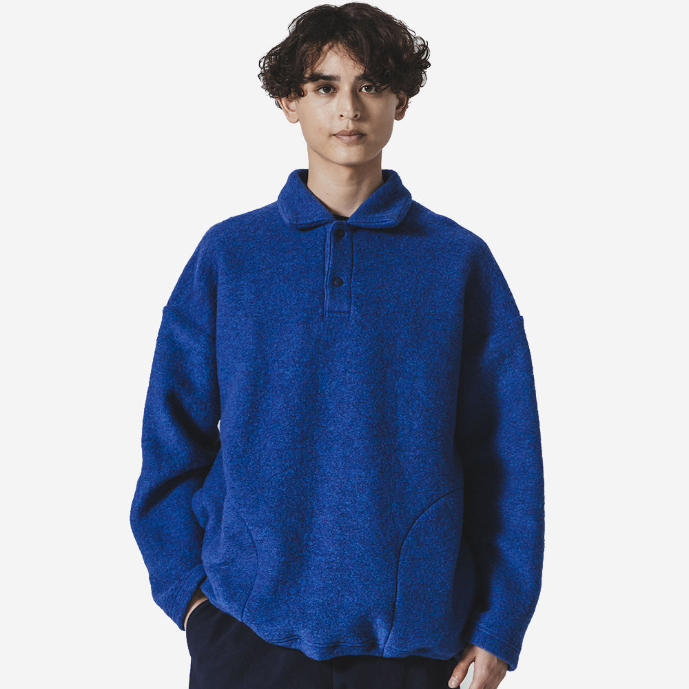 Wool Himo Polo Sweater - Blue Mix