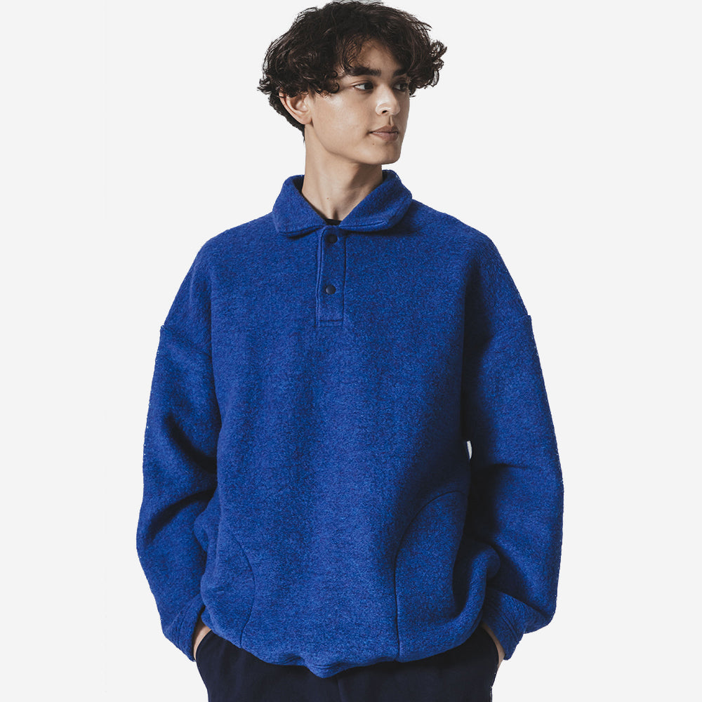 Wool Himo Polo Sweater - Blue Mix