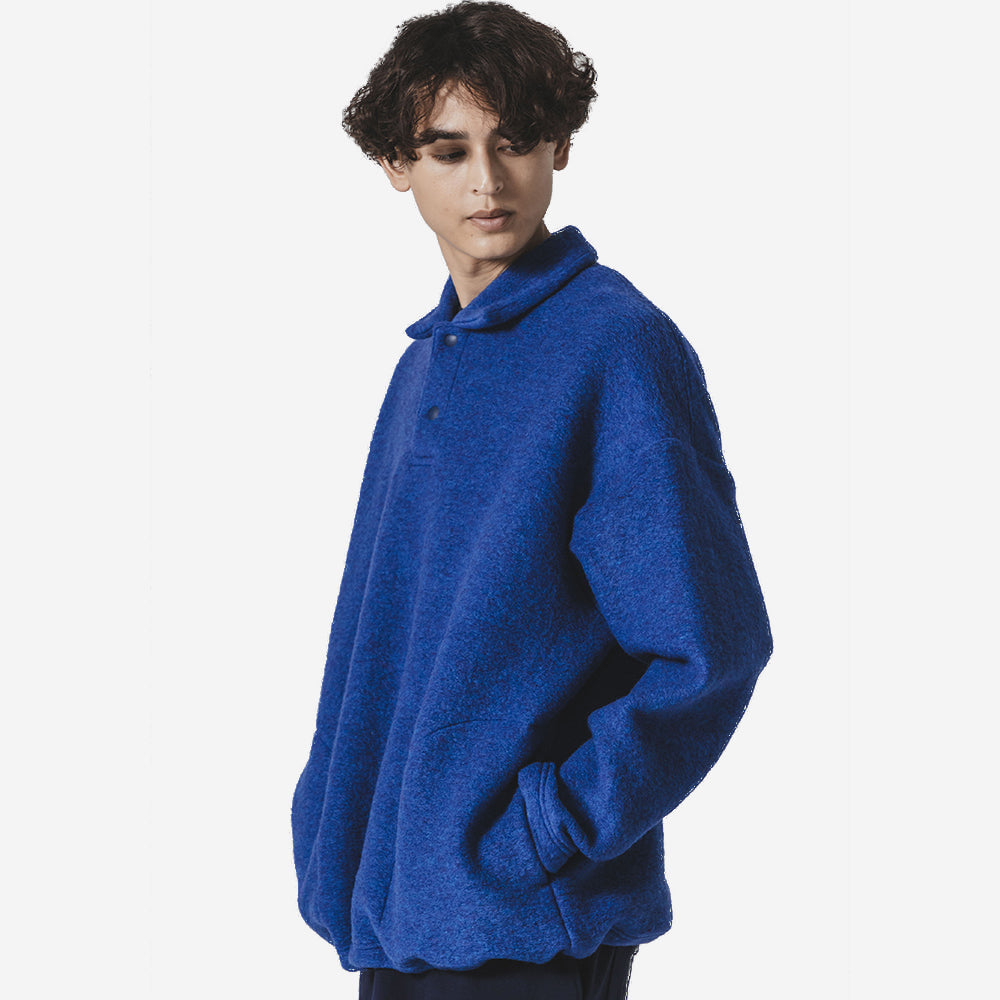 Wool Himo Polo Sweater - Blue Mix