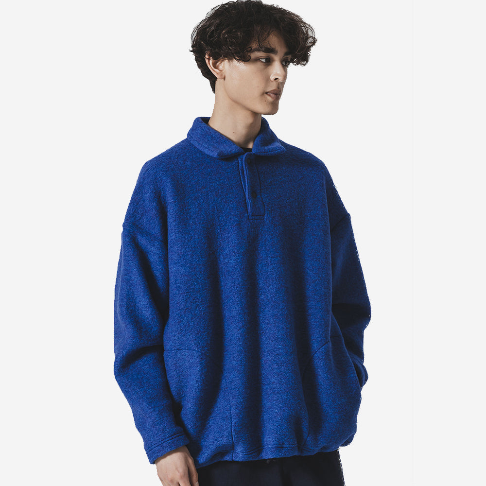 Wool Himo Polo Sweater - Blue Mix