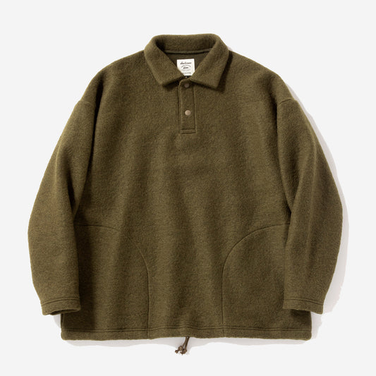 Wool Himo Polo Sweater - Olive