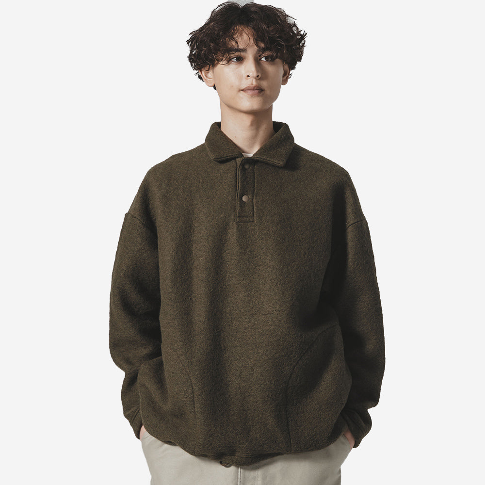 Wool Himo Polo Sweater - Olive