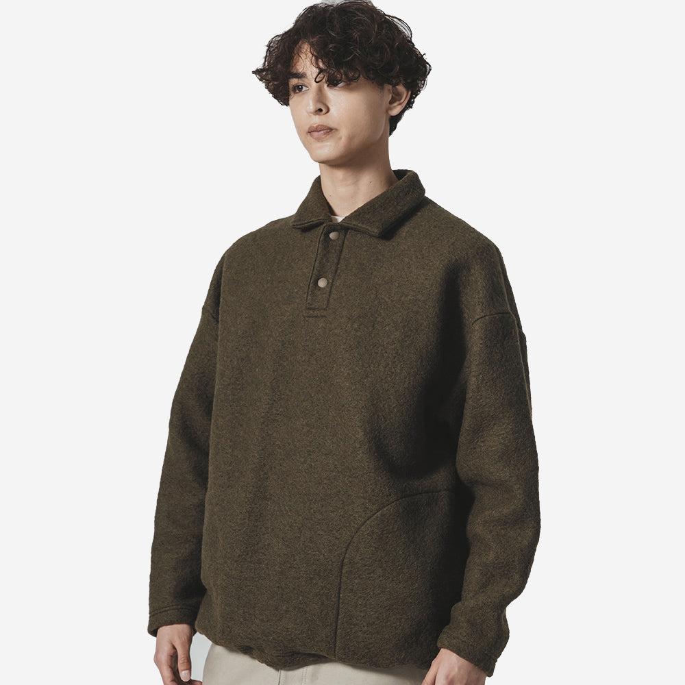 Wool Himo Polo Sweater - Olive