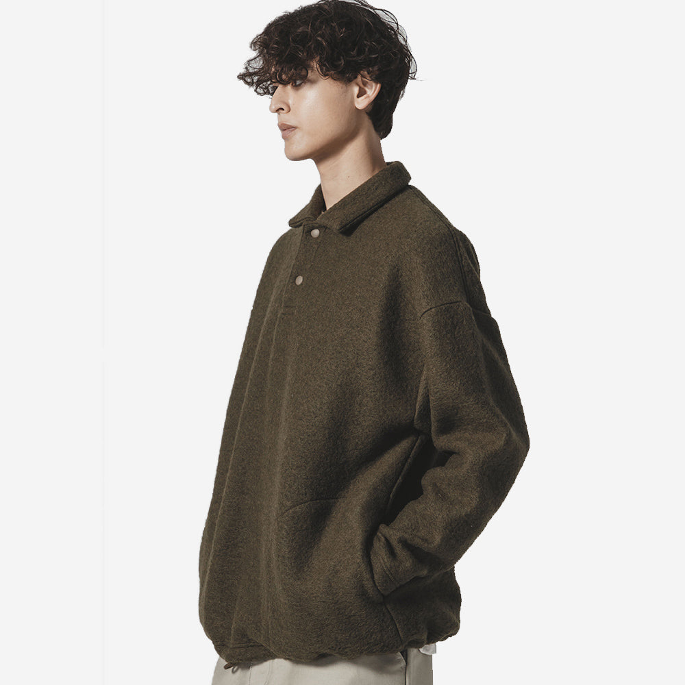Wool Himo Polo Sweater - Olive