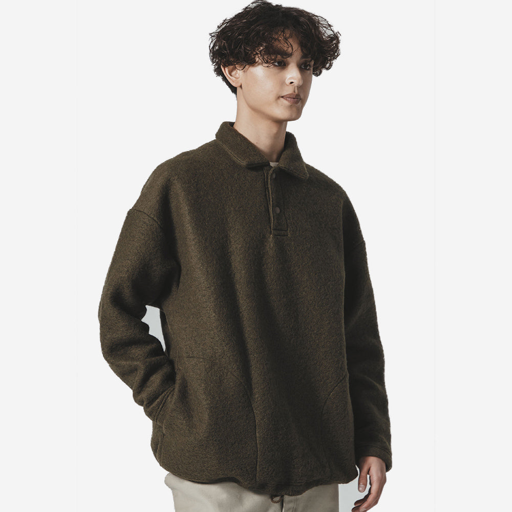 Wool Himo Polo Sweater - Olive