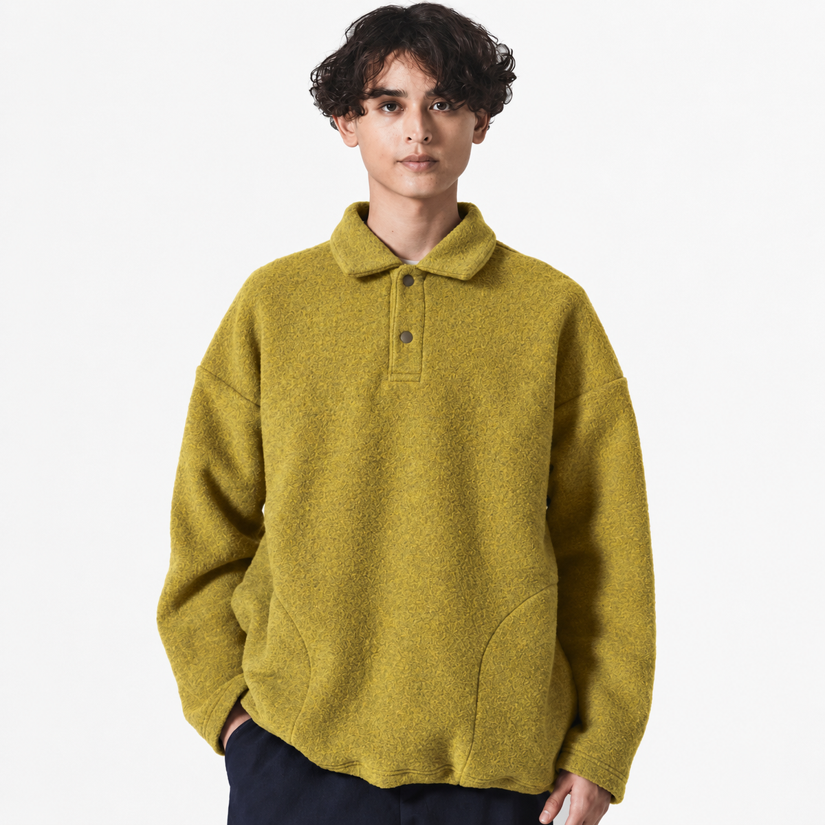 Wool Himo Polo Sweater - Mustard