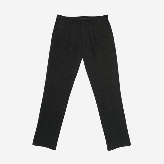 Wool Pleated Trouser - Charcoal