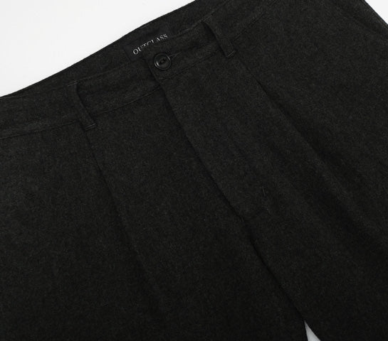 Wool Pleated Trouser - Charcoal