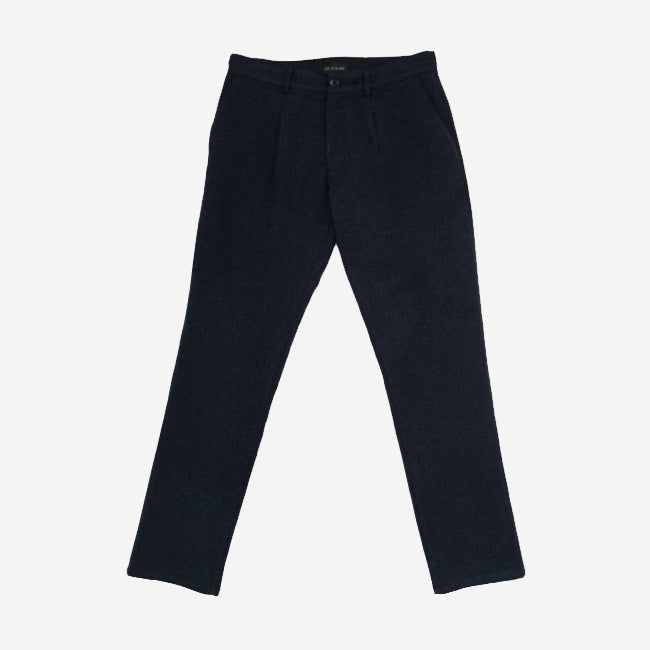 Wool Pleated Trouser - Navy