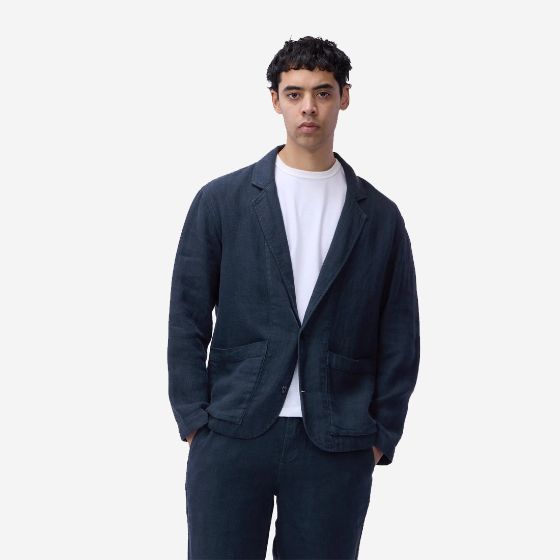 Work Linen Twill Blazer - Midnight