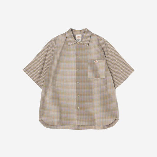 Work Shirt - Cotton Poplin Plaid - Brown x Blue Check