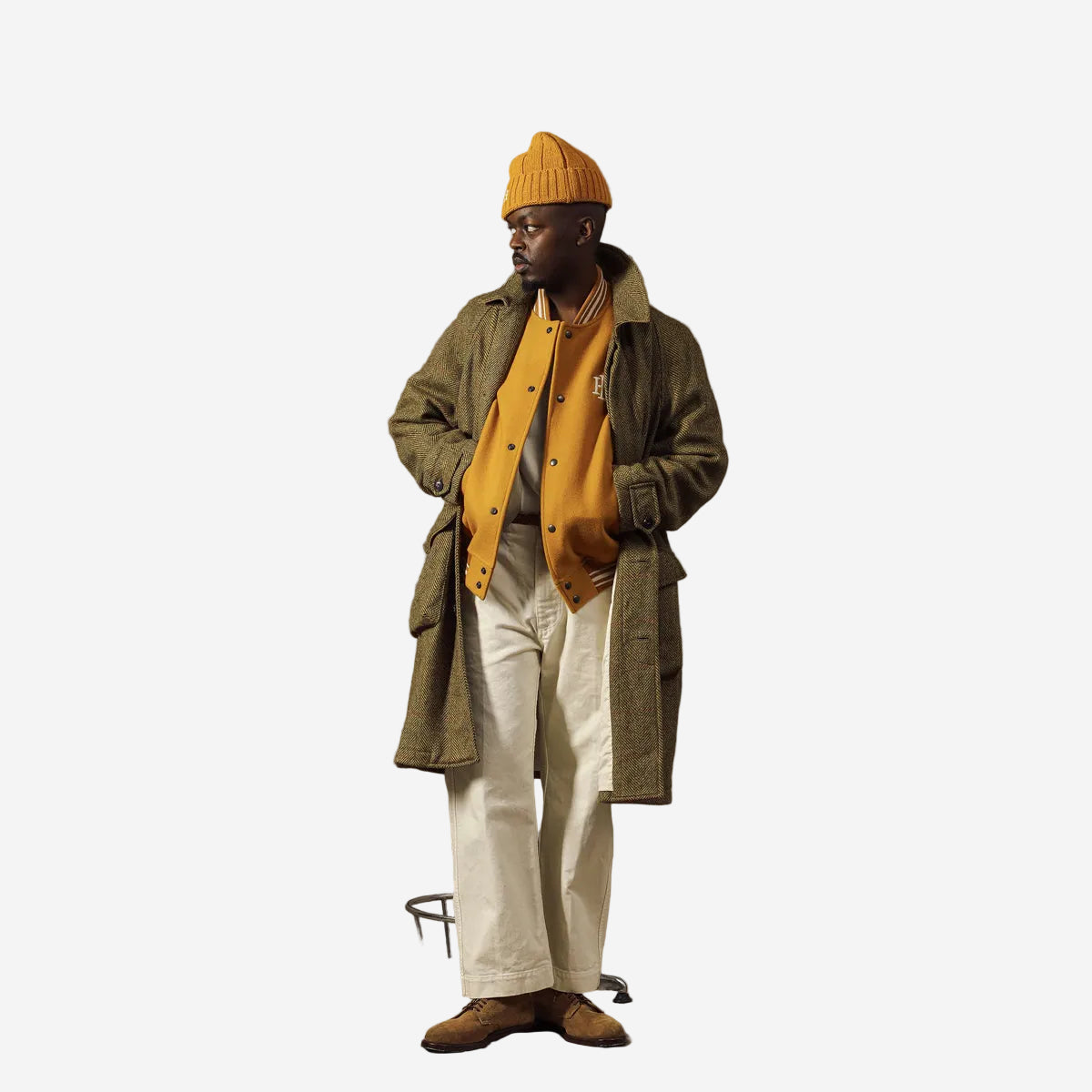 Yardley Herringbone Plaid Wool Sport Coat - Ochre