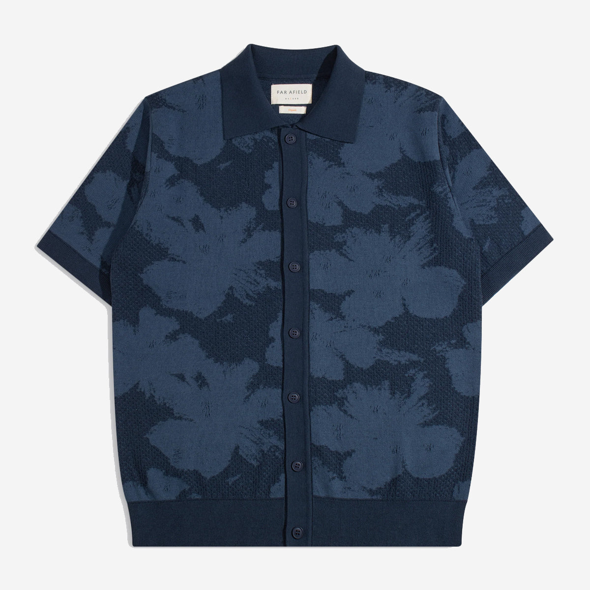 Zigger Pixel Flower S/S Polo Cardigan - Navy