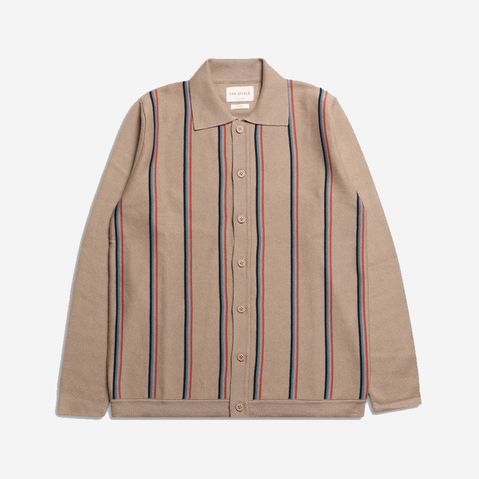 Zigger Kuki Stripe L/S Polo Cardigan - Cornstalk