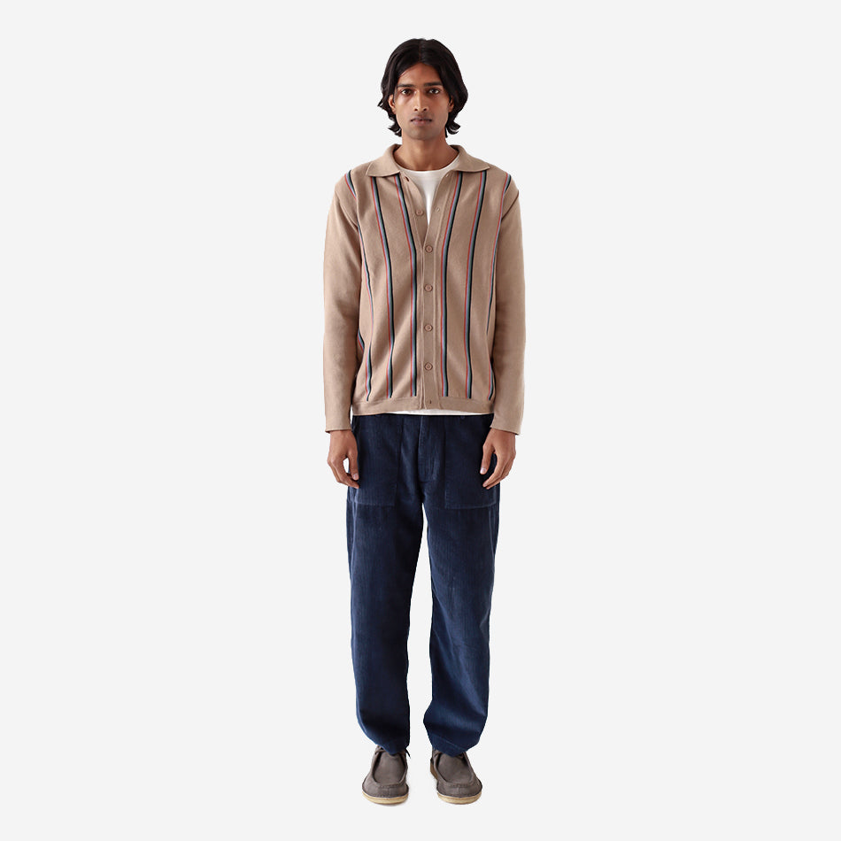 Zigger Kuki Stripe L/S Polo Cardigan - Cornstalk