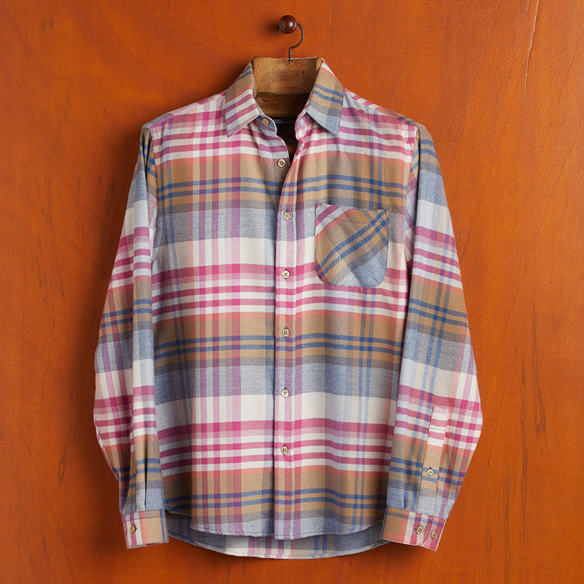 Zuma Plaid Flannel Shirt - Ecru/Pink