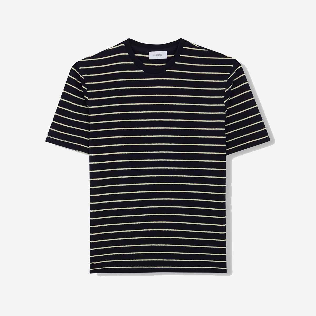 Terry Staple T-Shirt - Navy/Lemon Stripe