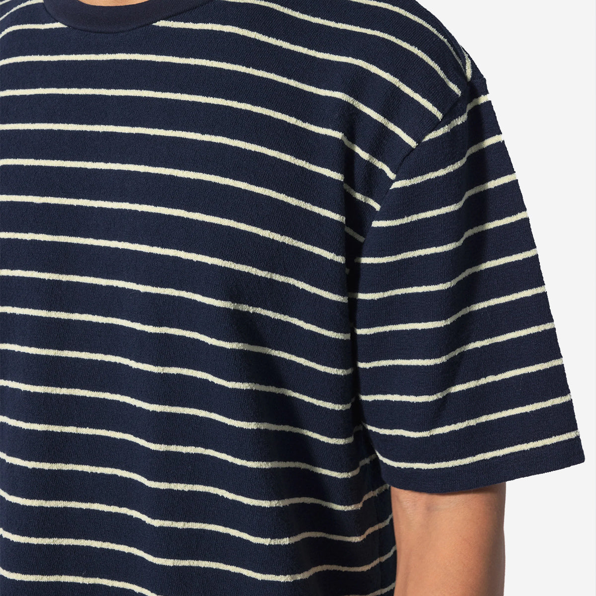 Terry Staple T-Shirt - Navy/Lemon Stripe
