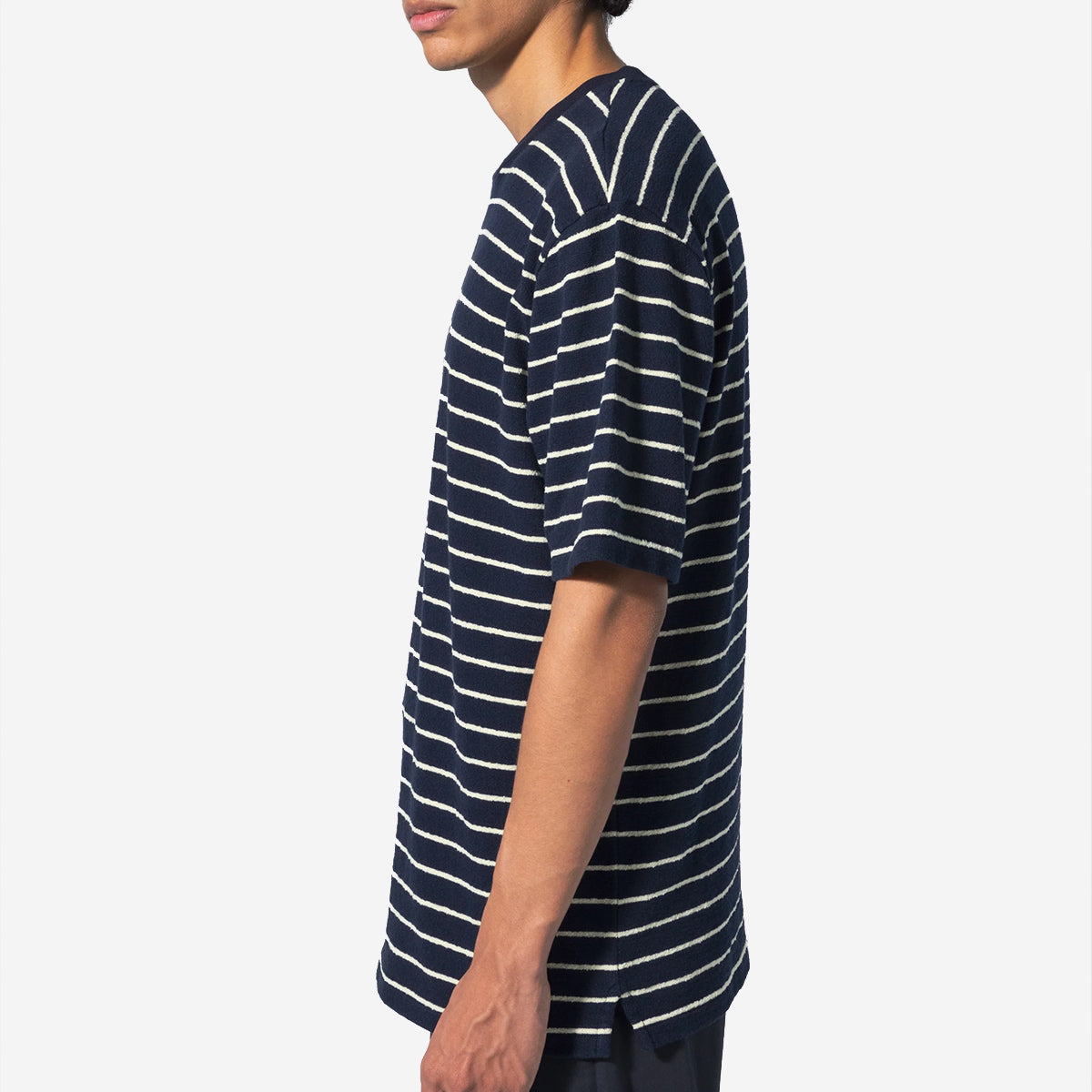 Terry Staple T-Shirt - Navy/Lemon Stripe