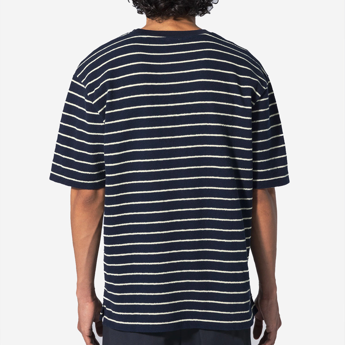 Terry Staple T-Shirt - Navy/Lemon Stripe