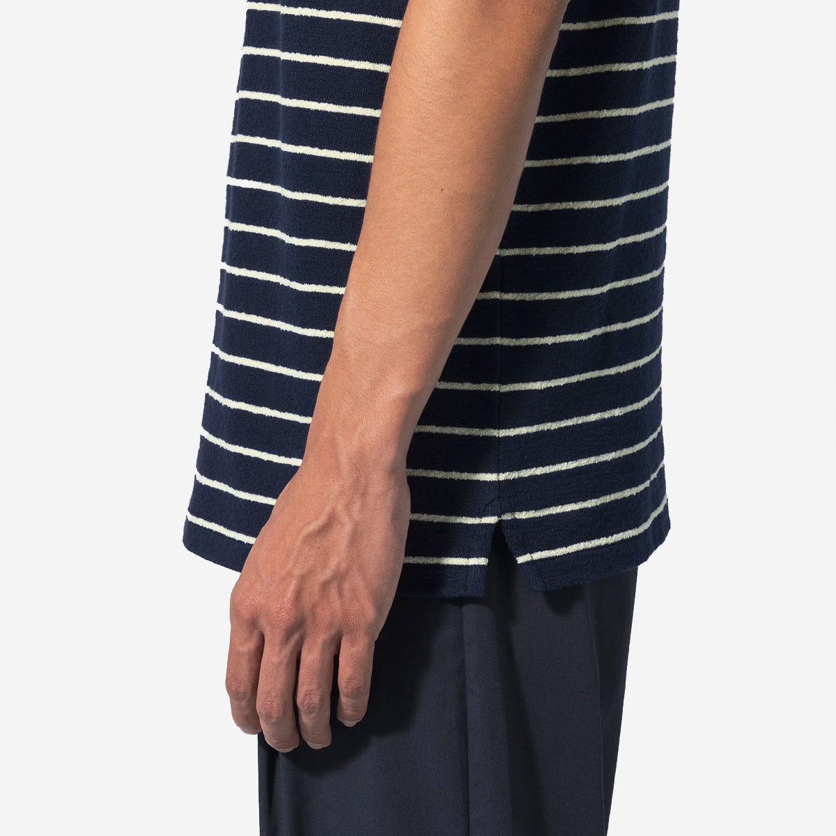 Terry Staple T-Shirt - Navy/Lemon Stripe