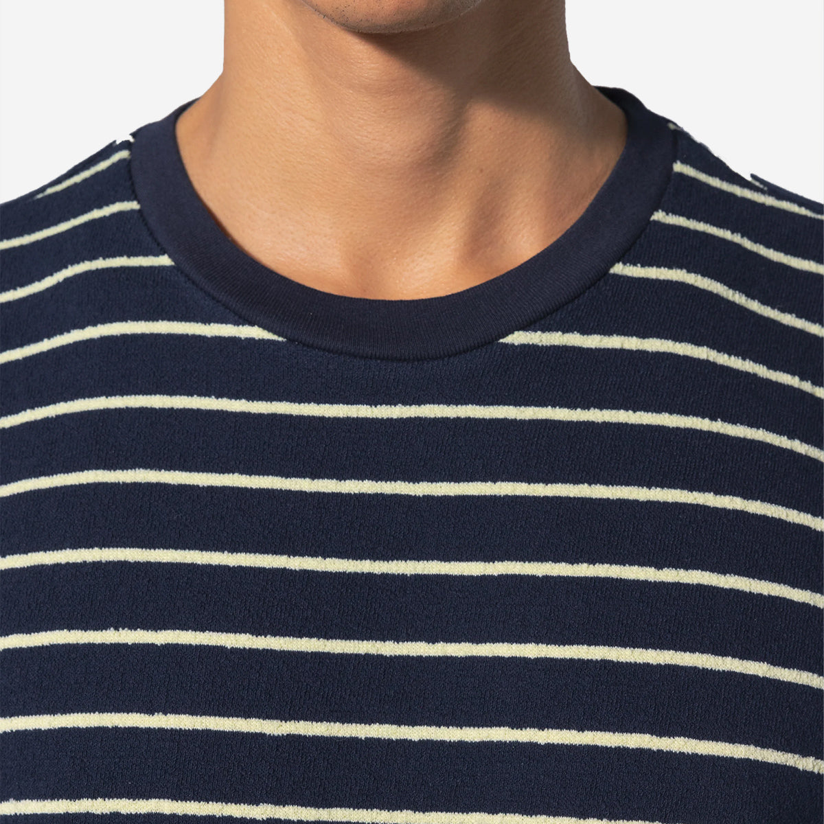 Terry Staple T-Shirt - Navy/Lemon Stripe