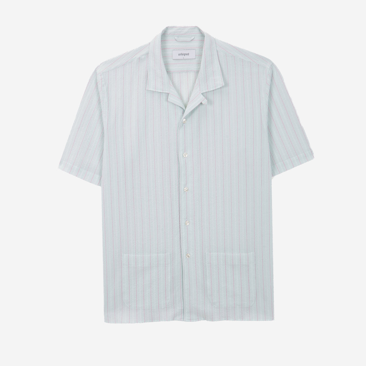Seersucker S/S Vacation Shirt - Green/Pink Stripes