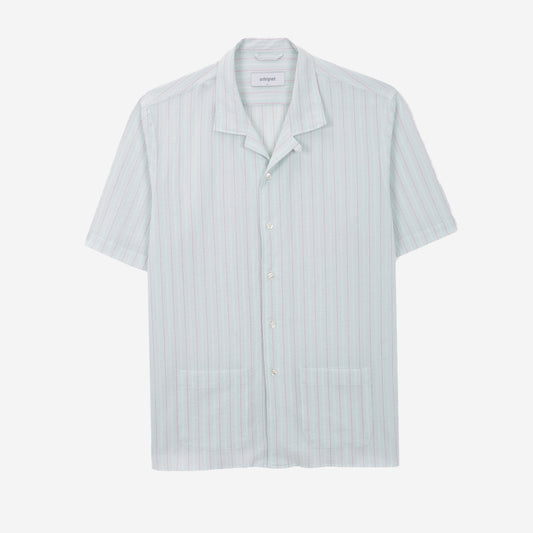 Seersucker S/S Vacation Shirt - Green/Pink Stripes