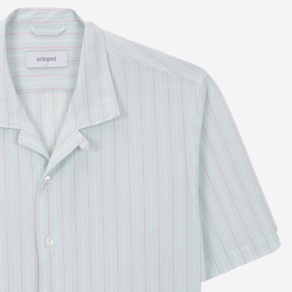 Seersucker S/S Vacation Shirt - Green/Pink Stripes