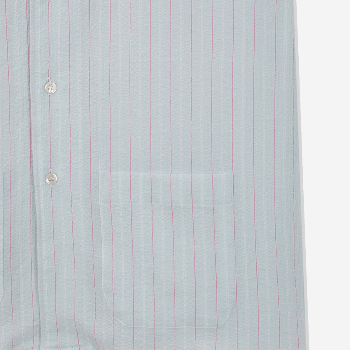 Seersucker S/S Vacation Shirt - Green/Pink Stripes