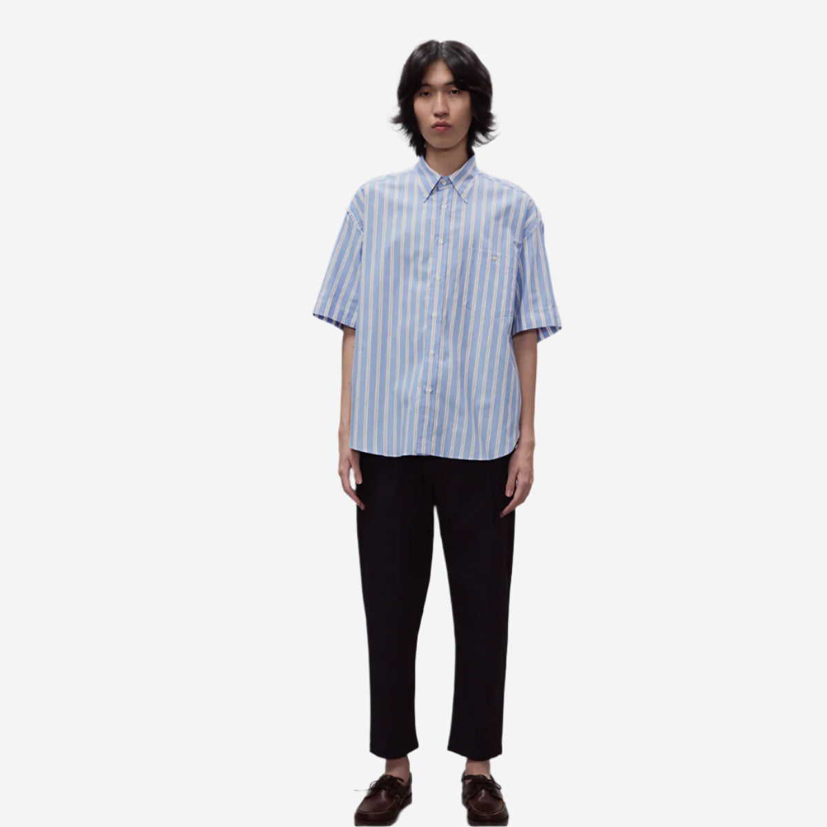 Baggy LTW Oxford S/S Shirt - Blue/Red Stripes