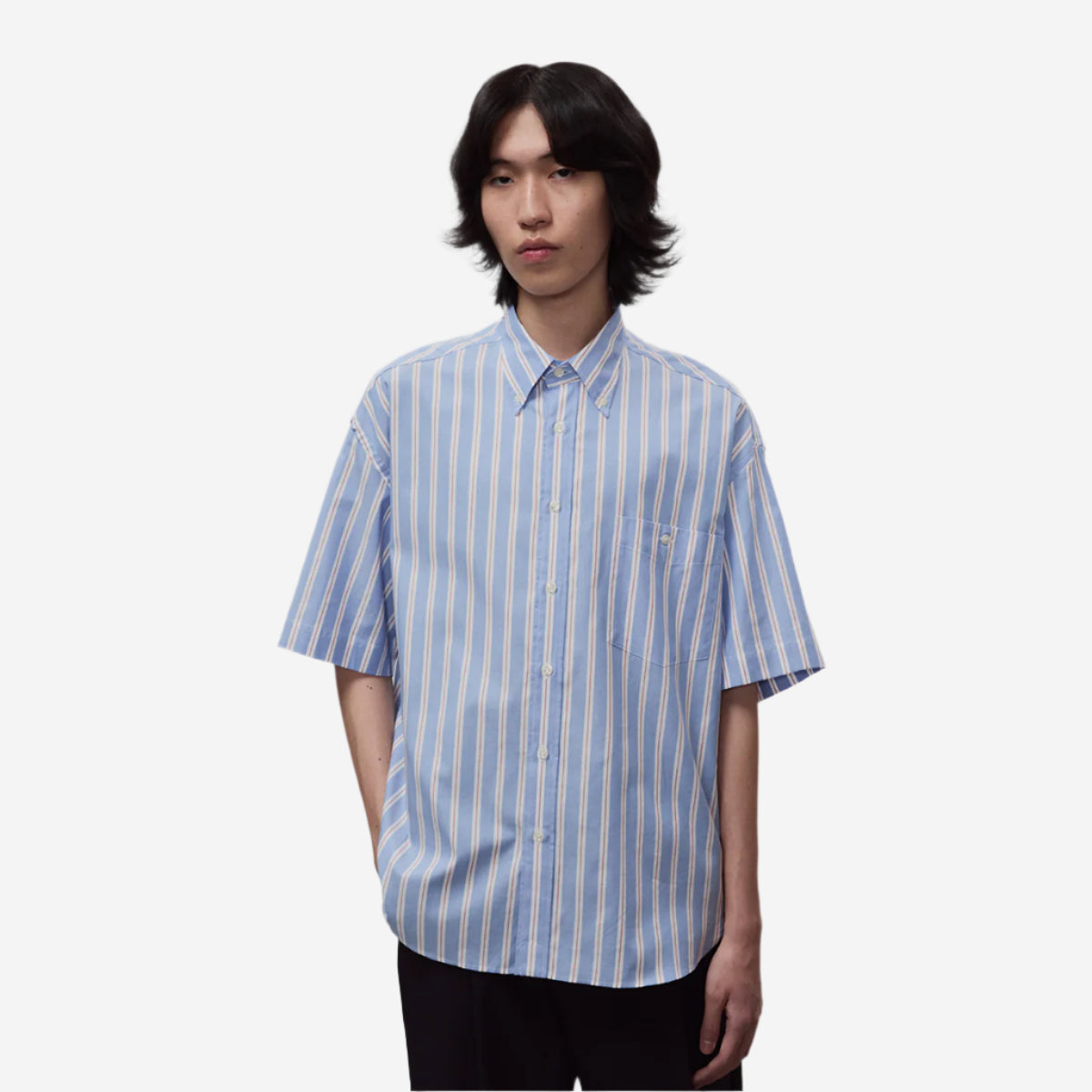Baggy LTW Oxford S/S Shirt - Blue/Red Stripes
