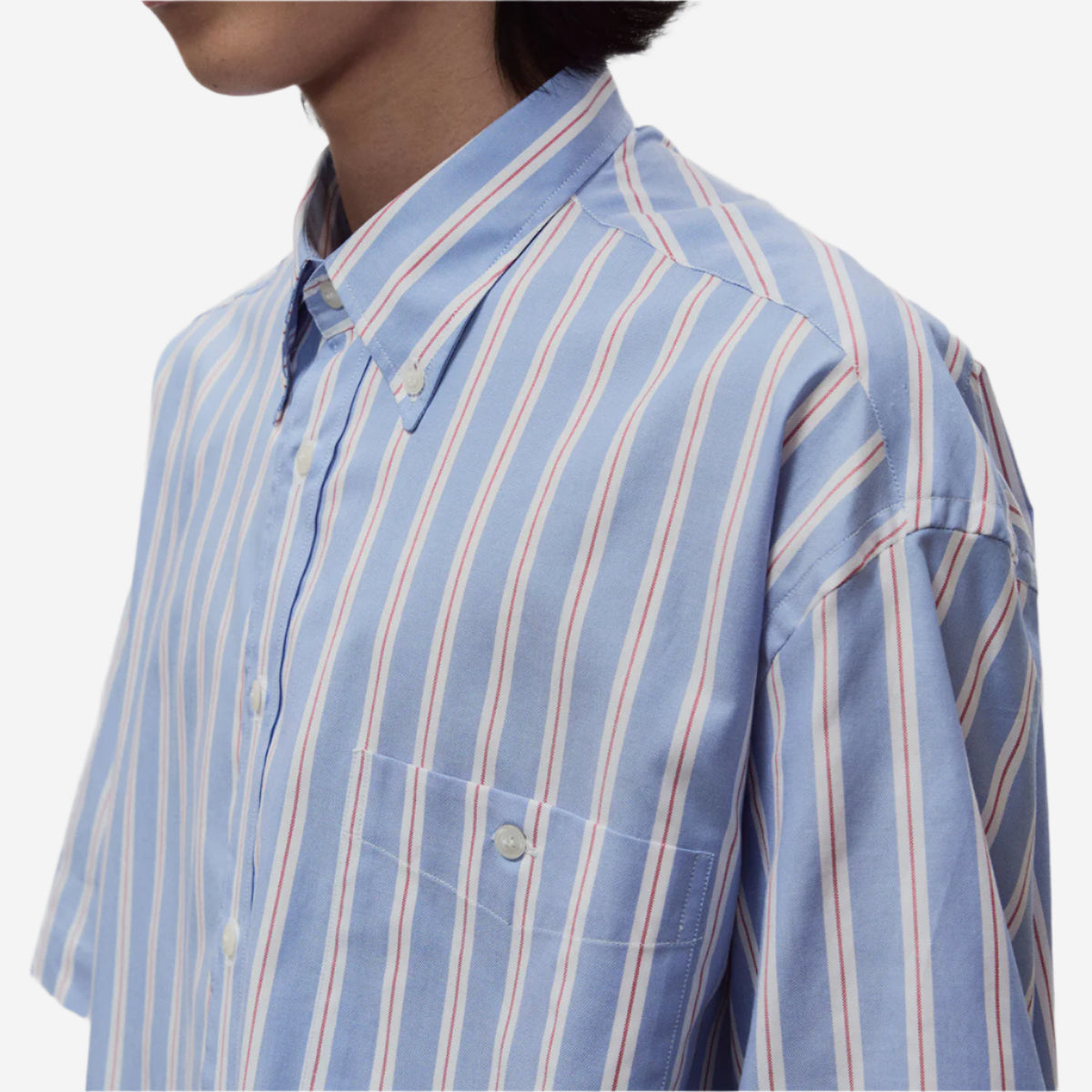 Baggy LTW Oxford S/S Shirt - Blue/Red Stripes