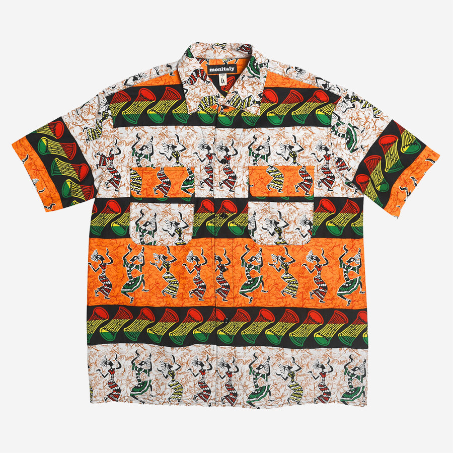 50's Milano S/S Shirt - Rasta (Beige/Orange)