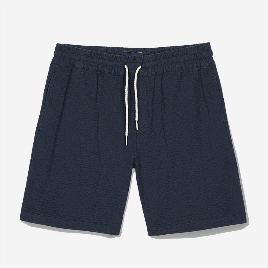 Portuguese Flannel - Atlantico Seersucker Easy Shorts - Navy – Muddy George