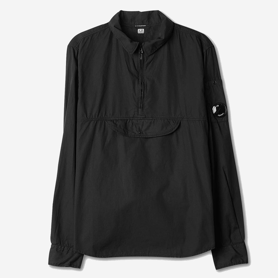 Cotton Rip-Stop Anorak Overshirt - Black