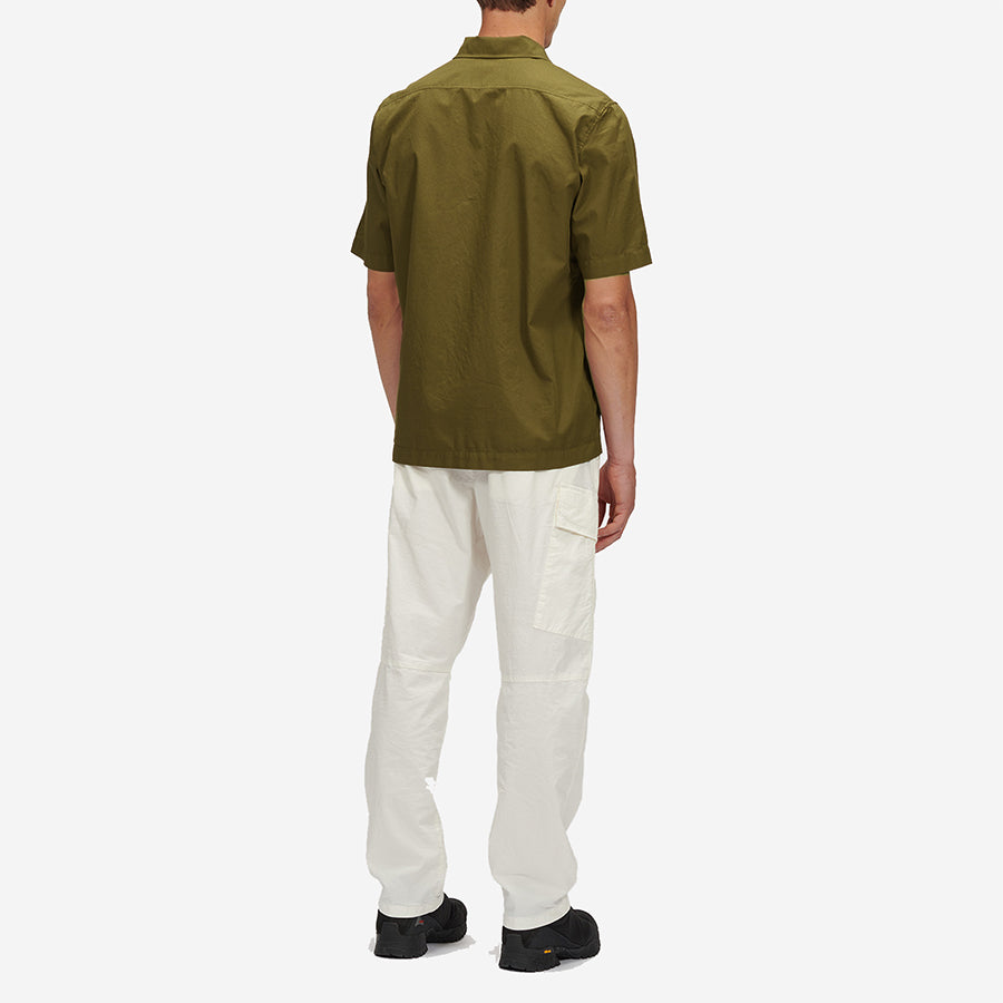 Cotton Rip-Stop Zipped Shirt - Bronze Green