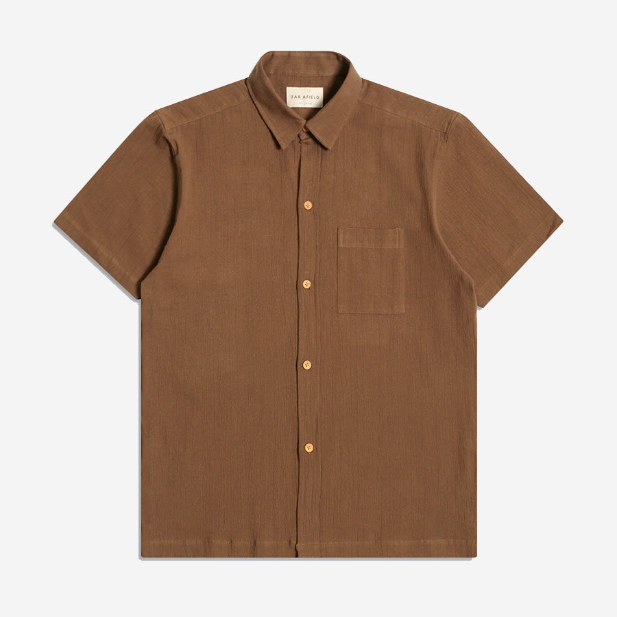 Costa Seersucker S/S Shirt - Desert Palm Brown