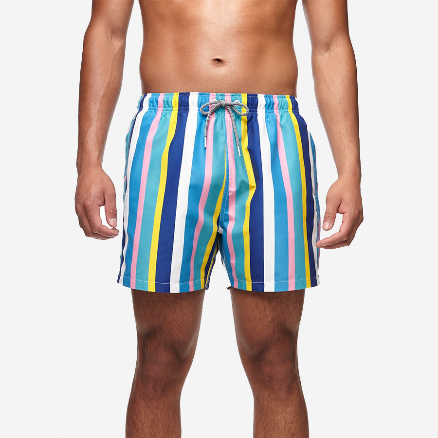 Mid Length Swim Shorts - Crush Stripe II