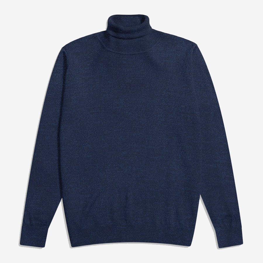 Finlay Merino Wool Roll Neck Sweater - Navy