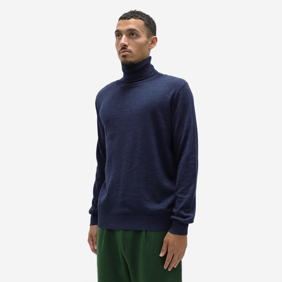 Finlay Merino Wool Roll Neck Sweater - Navy