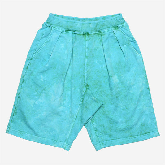 French Terry Pleated Shorts - Tie Dye Green + Mineral
